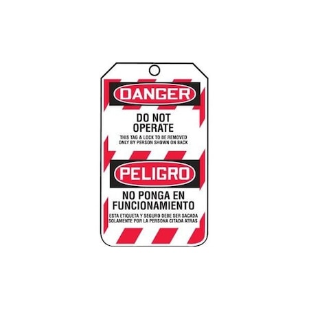 Accuform Safety Tags, DANGER DO NOT OPERATE Bilingual Spanish, 5.75in x 3.25in, HS-Laminate, 25PK TSP101LTP